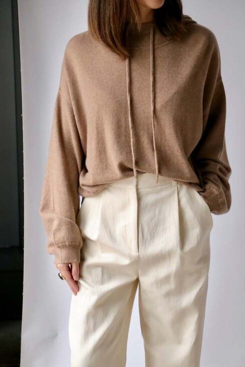 Loulou Studio Sweaters - LouLou studios linosa beige cashmere slouchy hoodie